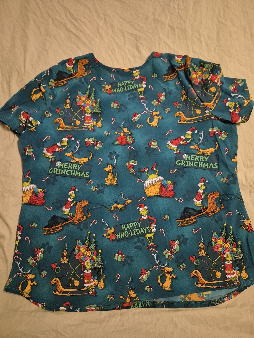Women's "Happy Who-idays" XL Scrub Top